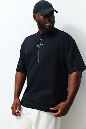 Trendyol Collection Black Oversize PrinTed Large Size T-Shirt - TMNSS24BF00022