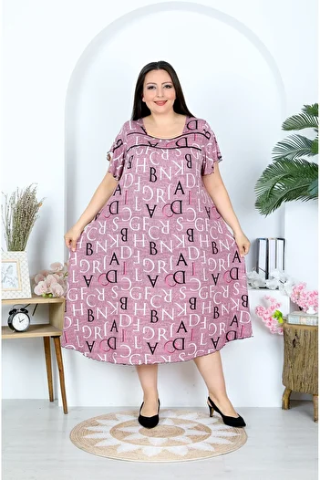 XL Modam WOMEN'S LARGE SIZE SHADOW LYCRAL VISKOSE DRESS