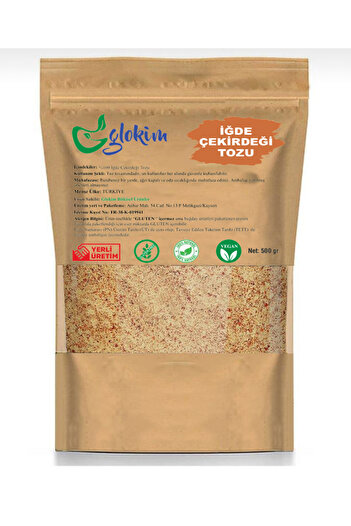 GLOKİM İĞDE ÇEKİRDEĞİ UNU 500 GR BÜTÜNÜYLE ÖĞÜTÜLMÜŞ İĞDE ÇEKİRDEĞİ TOZU