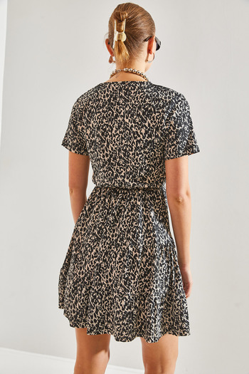 Bianco Lucci Women's Double Breasted Collar Patterned Dress60201003
