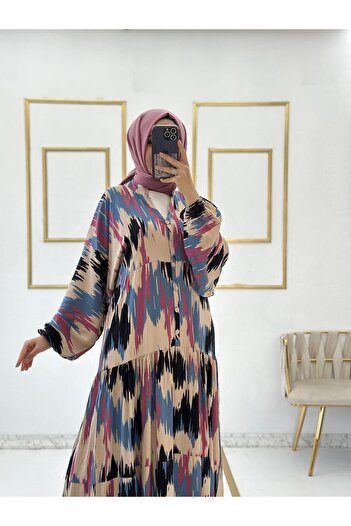 Moda Krash BOTTY PATTERNED VISCOSE SUMMER DRESS