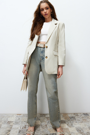 Trendyol Collection Beige Regular Blazer Jacket - TWOSS24BC00017
