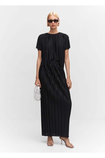 MANGO Woman Pleated long skirt