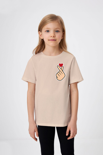 ADABEBEK Heart Icon Printed Girl's T-Shirt