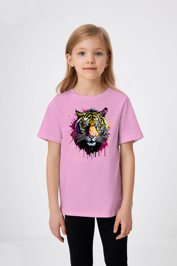 ADABEBEK Graffiti Tiger Patterned Girl's T-Shirt