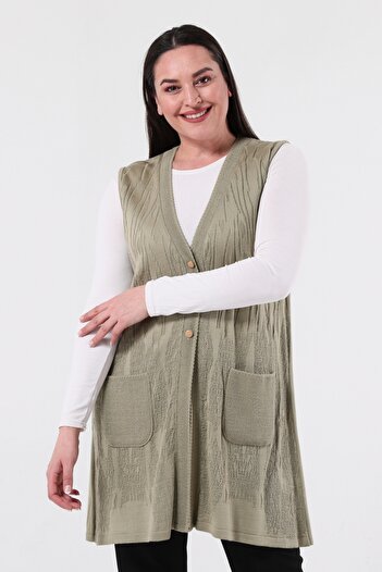 Laden Plus Size Women's Long Very Special Thin Knitwear Mother Seasonal Vest