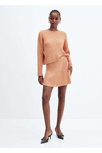 MANGO Woman A-line Cut Ribbed Skirt