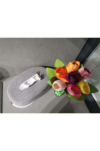 home decors by özlem Oval Napkin Holder Cotton Jute Wicker Napkin Holder Tableware Decorative Basket Wicker Basket Organizer-27x15x8cm