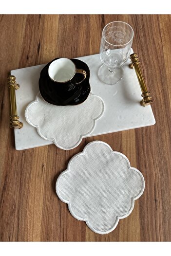 NURHAN HOME COLLECTION 2 τεμάχια εκρού κεντημένη καφέ παρουσίαση κοκτέιλ χαρτοπετσέτα κατάλληλη για επεξεργασία Etamine