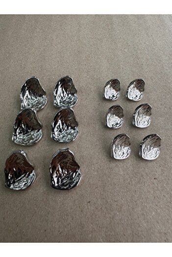 ODDA TASARIM ATÖLYESİ Asymmetric cambered shell model silver button set