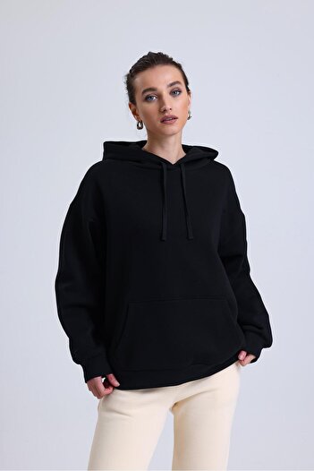 Miss Murem Cap.Oversize 3 Rope Sweatshirt-BLACK