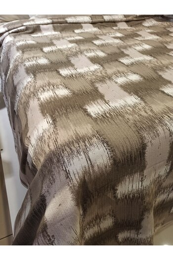 ŞENER HOME Patchwork Pattern Printed 200x240 CmDouble (BATTAL) Single Pike - Brown