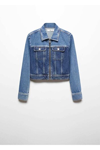 MANGO Woman Kontrast Denim Ceket