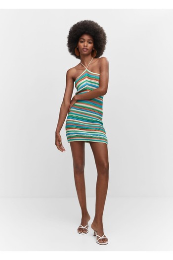 MANGO Woman Halter Yaka Dantel Elbise