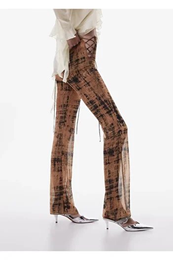 MANGO Woman Semi Transparent Patterned Trousers