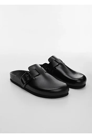 MANGO Woman Papuci din piele cu catarama