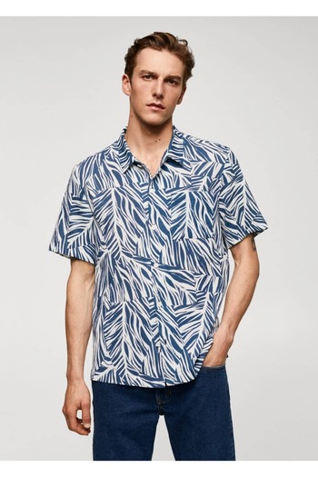 MANGO Man Hawaiian print cotton shirt