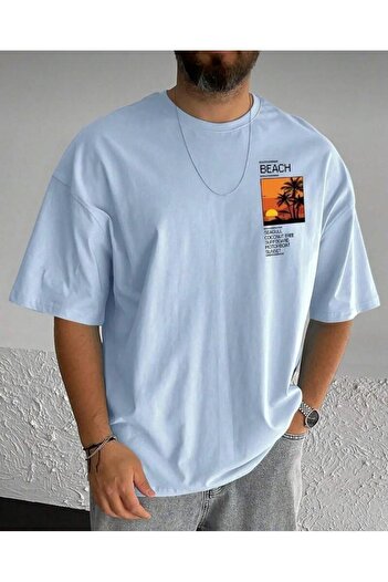 khufu Μπλουζάκι με στάμπα παραλίας Oversize Boyfirend Loose Cut