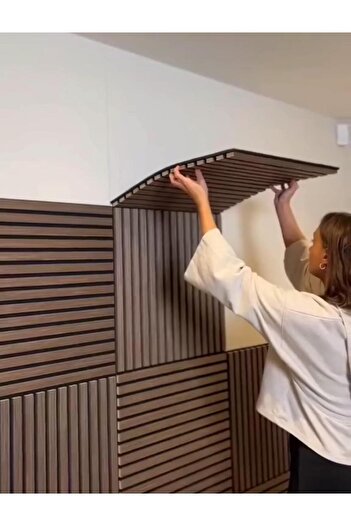 Renkli Duvarlar Sound And Heat Insulation Acoustic Wall Panel 3mm Felt And 8mm Mdflam Living Room Office Wall Slat 2689 Lamp