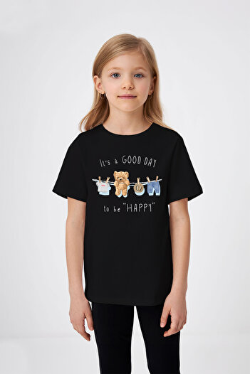 ADABEBEK Girl's Printed T-shirt "A Beautiful Day to Be Happy
