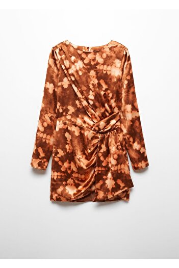 MANGO Woman Kısa Batik Dökümlü Elbise