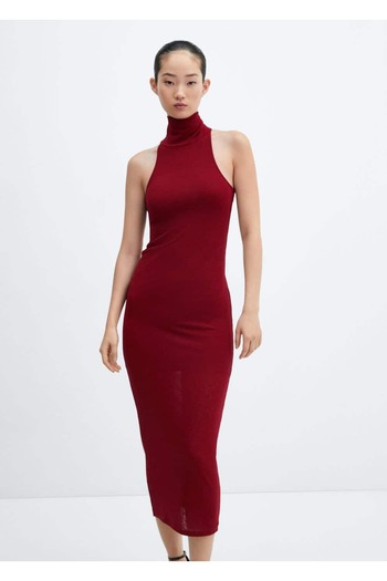 MANGO Woman High Collar Midi Dress