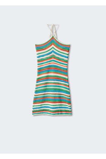 MANGO Woman Halter Yaka Dantel Elbise