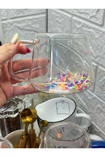 Ahlat Store Heat Resistant Borosilicate Double Sided Flower Cup Flower Coffee Presentation Cup