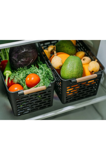 Ecolux 2 Black Organizer Baskets with Handles - In-Cabinet Drawer Organizer