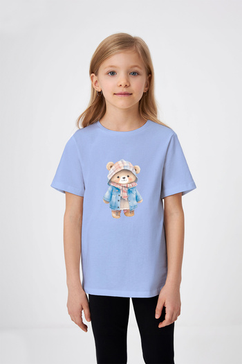 ADABEBEK Teddy Bear with Jacket Teddy Bear Printed Girl's T-Shirt