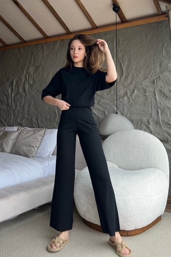 Bianco Lucci Set camisole cu nervuri pentru partea de sus și de jos60201020