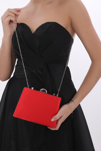 womenacs Red Color Satin Fabric Evening Dress Portfolio Clutch Women Bag New Season
