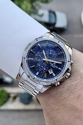 Daniel Klein Dial Dark Blue Cord Silver Color Inside Indicators Active Function Men's Wristwatch