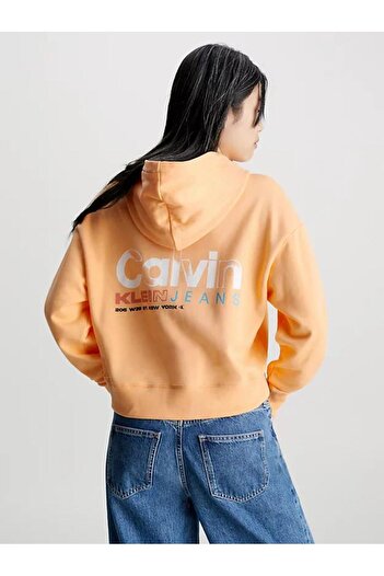 Calvin Klein Colorful Artwork Cropped Hoodıe