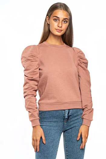 Miss Murem Rose Colored Watermelon Sleeve 2 Thread Sweatshirt