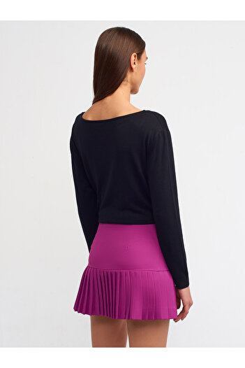 Dilvin 80785 Pleated Shorts Skirt-Fuchsia
