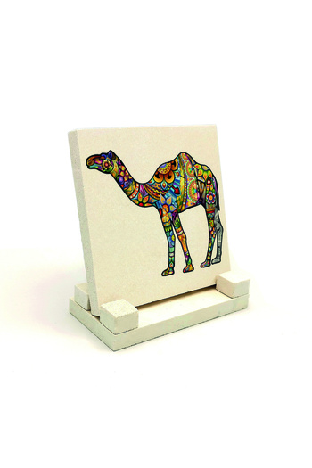 Sadrazam Camel Printed Natural Stone Desktop 10x10 Krg-156