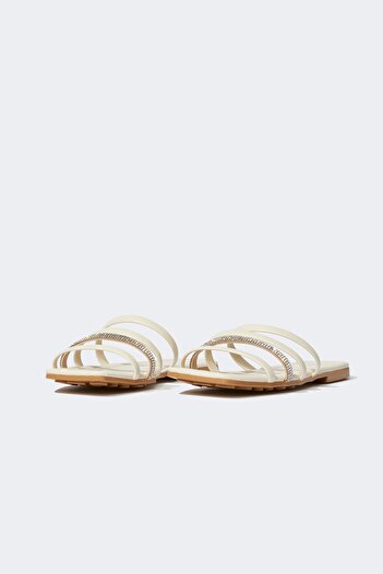 DeFacto Women's Flat Sole Double Banded Faux Leather Slippers Z9044az23sm