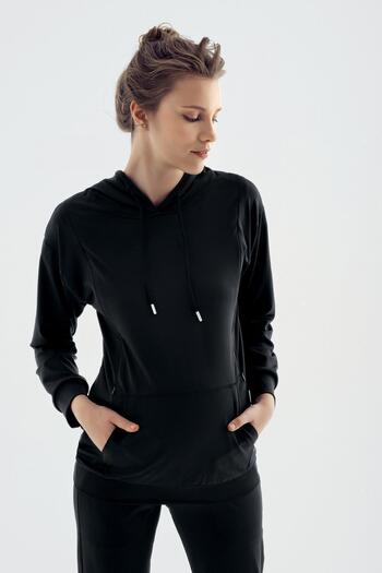 Artış Long Sleeve Breastfeeding Compartment Hooded Jogger Stretchy Maternity Tracksuit Set