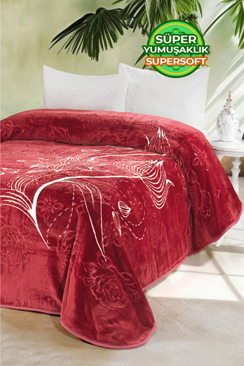 Evlen Home Collection 4 Kg Blanket Supersoft Embos Thick Soft Plush Double Soft 220x240 cm Elite Red