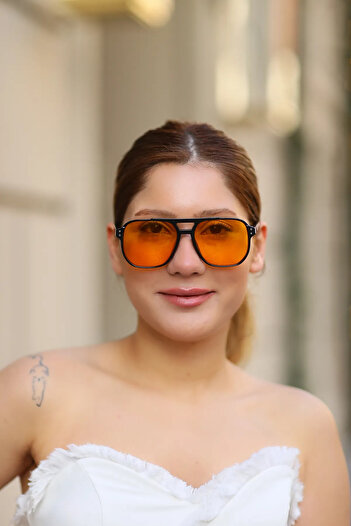 Nilu Moda New Season Orange Glass Unisex Sunglasses