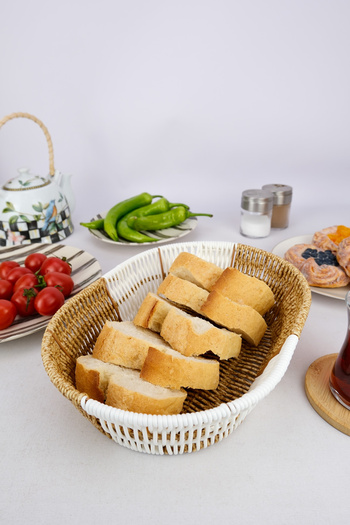 Digithome Rattan Bread Basket Oval Bread Holder 28 Cm Brown - D/10 C1-1-289