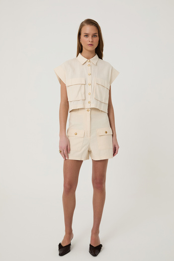 Quzu 2 Pocket Mini Shorts Natural