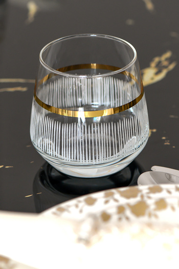 P H Panayır Home Luks Gold Gold Gilt Water Soft Drink Cup 6 PCS Tableware Table Water Set with Dowry, Gift