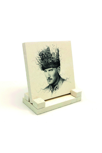 Sadrazam Ataturk Printed Natural Stone Desktop 10x10 Krt-106