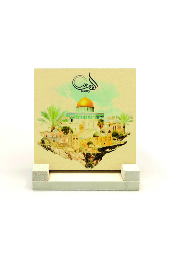 Sadrazam Jerusalem Mescid-i Aksa Printed Natural Stone Desktop 10x10 Krg-70