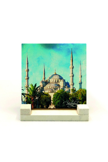 Sadrazam Sultanahmet Mosque Printed Natural Stone Desktop 10x10 Krt-13