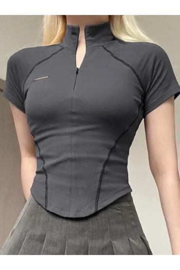 Köstebek Y2K Vintage Streetwear Zip Collar Body T-Shirt