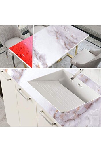 Roichil 5 X 60 Mermer Desenli Masa Tezgah Mutfak Su Geçirmez Yapışkanlı Folyo