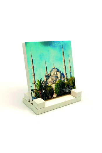 Sadrazam Sultanahmet Mosque Printed Natural Stone Desktop 10x10 Krt-13